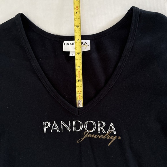 Pandora Jewelry  Store Employee V Neck Rhinestone Shirt Black XL - Picture 6 of 11